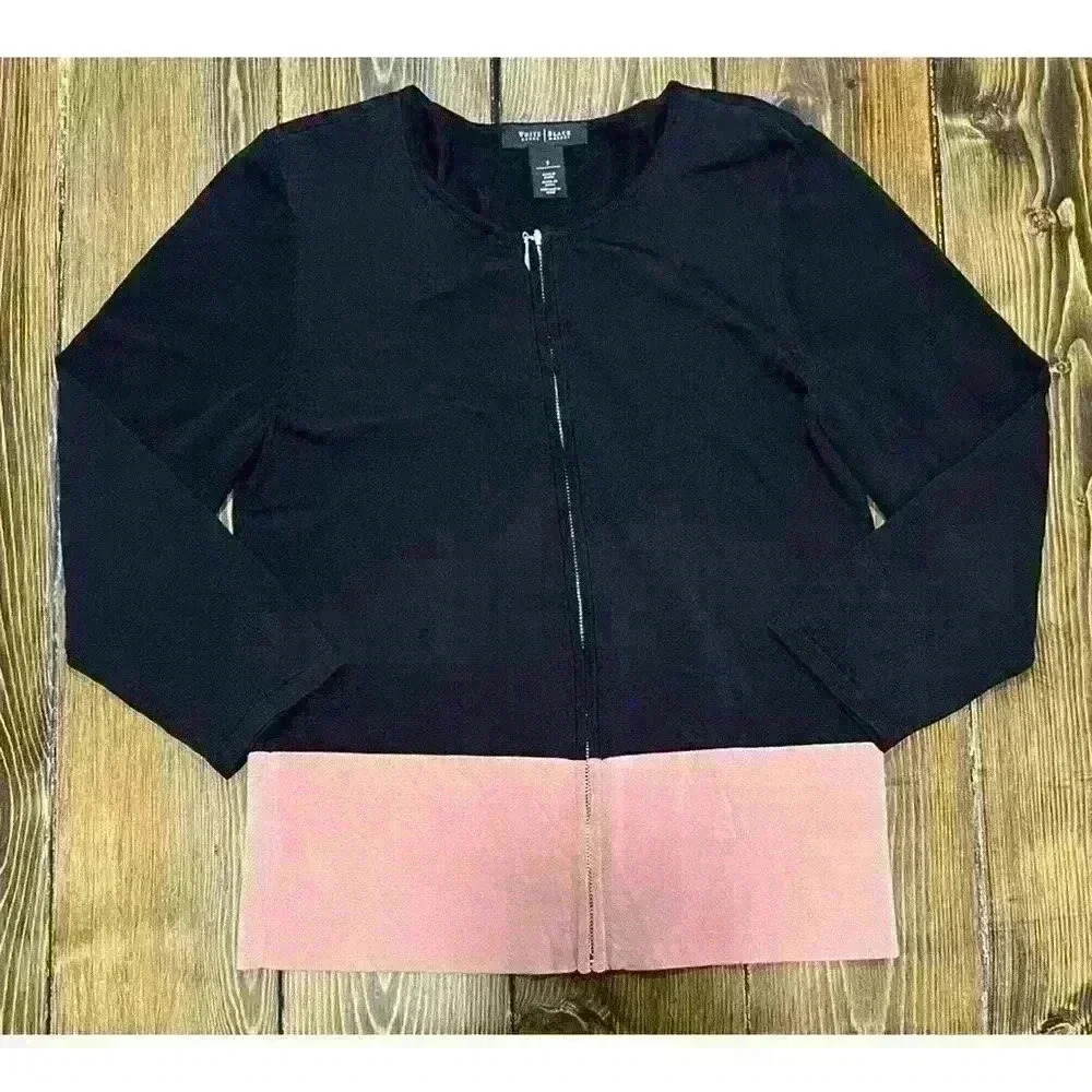White House Black Market Colorblock Cardigan Sweater Sz Small Full Zip